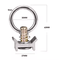 L-Track Tie Down O-Ring Fitting, Silver, 4-Pack